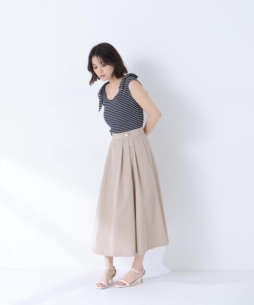 NATURAL BEAUTY BASIC(ナチュラルビューティーベーシック)の「撥水マリンフリアスカート(スカート・レディース・ベージュ/ネイビー/レッド・MEDIUM/P/S)」の8枚目の写真