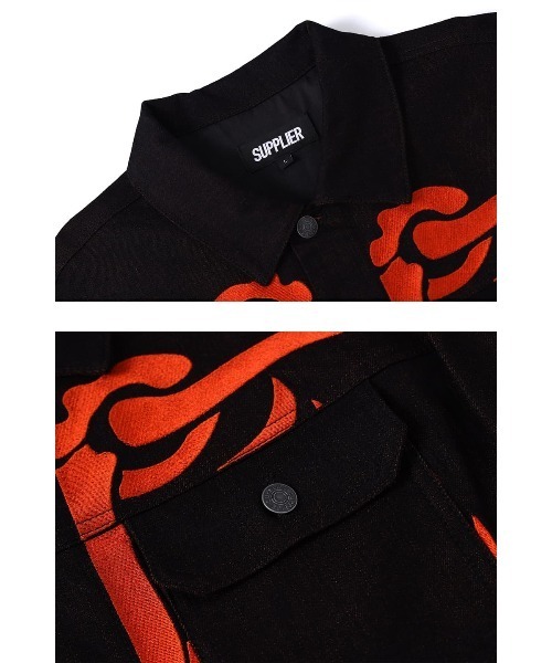 SUPPLIER（サプライヤー）の「デニムジャケット｜BONE EMBROIDERY DENIM JACKET｜SUPPLIER（デニムジャケット・メンズ・ブラック・SMALL/MEDIUM）」の8枚目の写真