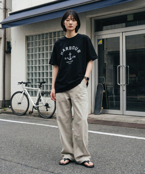 MODERMENT（モダーメント）の「ノーマルオーバーサイズハーバー半袖Tシャツ[ブラック]（Tシャツ/カットソー・レディース・その他・1/2）」の2枚目の写真