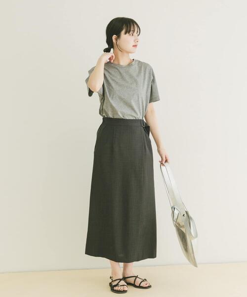 ITEMS URBANRESEARCH(アイテムズ アーバンリサーチ)の「『イージーケア/接触冷感/UVカット』SMOOTH LINEN TOUCH ラップスカート(スカート・レディース・カーキ/キャメル/チャコールグレー・FREE)」の7枚目の写真