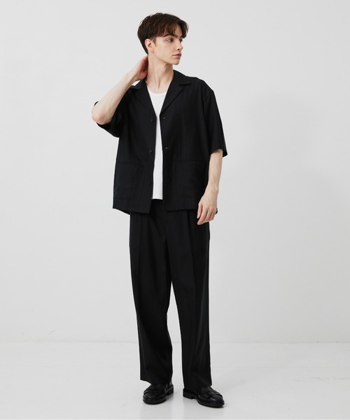 PUBLIC TOKYO(パブリックトウキョウ)の「【セットアップ対応】キュプラウールイージースラックス /ウォッシャブル/夏服/ワイド(スラックス・メンズ・ブラック/チェック・1/2)」の6枚目の写真