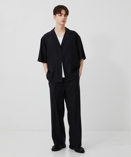 PUBLIC TOKYO(パブリックトウキョウ)の「【セットアップ対応】キュプラウールイージースラックス /ウォッシャブル/夏服/ワイド(スラックス・メンズ・ブラック/チェック・1/2)」の14枚目の写真