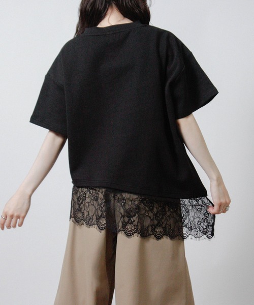 Social GIRL(ソーシャルガール)の「裾レースアシメTシャツ 半袖Tシャツ(Tシャツ/カットソー・レディース・ブラック/ホワイト・M)」の13枚目の写真