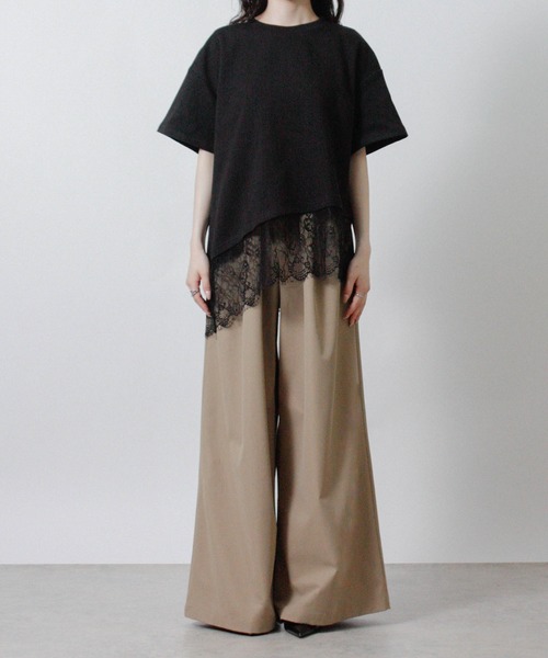 Social GIRL(ソーシャルガール)の「裾レースアシメTシャツ 半袖Tシャツ(Tシャツ/カットソー・レディース・ブラック/ホワイト・M)」の21枚目の写真