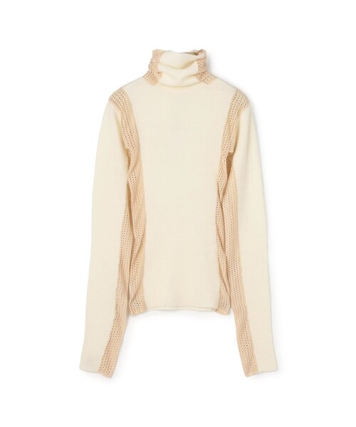 TOMORROWLAND （トゥモローランド）の「diotima Merino Mesh Stripe メッシュコンビ タートルネックニット（ニット/セーター・レディース・ホワイト系その他/ブラック系その他・0）」の2枚目の写真