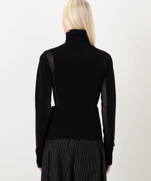 TOMORROWLAND （トゥモローランド）の「diotima Merino Mesh Stripe メッシュコンビ タートルネックニット（ニット/セーター・レディース・ホワイト系その他/ブラック系その他・0）」の6枚目の写真
