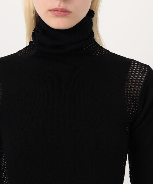 TOMORROWLAND （トゥモローランド）の「diotima Merino Mesh Stripe メッシュコンビ タートルネックニット（ニット/セーター・レディース・ホワイト系その他/ブラック系その他・0）」の7枚目の写真