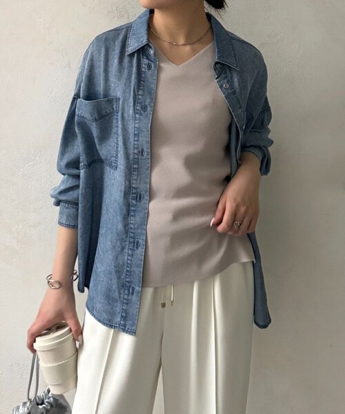 Jena espace merveilleux(ジェナ エスパスメルヴェイユ)の「両Vフレンチニット(ニット/セーター・レディース・ライトグレー/レッド/チャコールグレー/アイボリー・FREE)」の3枚目の写真