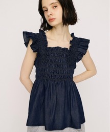 SLY | DENIM ARM FRILL TOPS デニムアームフリルトップス 春服 夏服(シャツ/ブラウス)