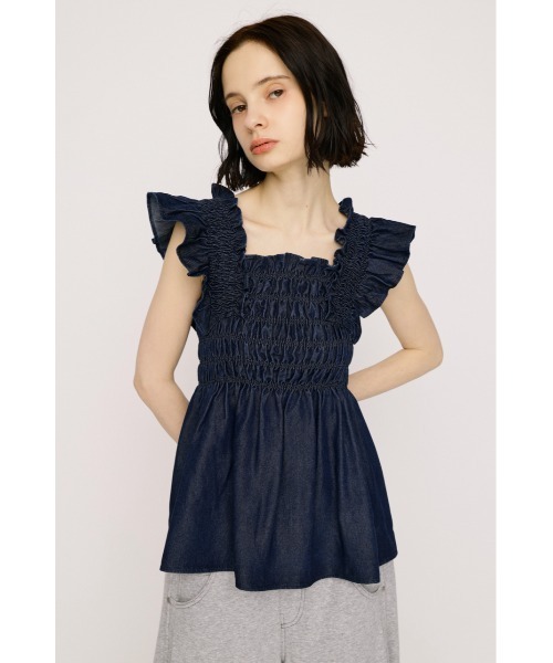 SLY(スライ)の「DENIM ARM FRILL TOPS デニムアームフリルトップス 春服 夏服(シャツ/ブラウス・レディース・ブルー/ライトブルー・FREE)」の16枚目の写真