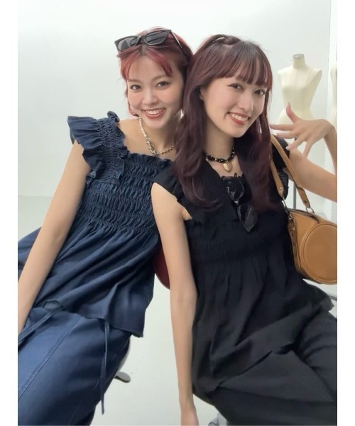 SLY(スライ)の「DENIM ARM FRILL TOPS デニムアームフリルトップス 春服 夏服(シャツ/ブラウス・レディース・ブルー/ライトブルー・FREE)」の12枚目の写真
