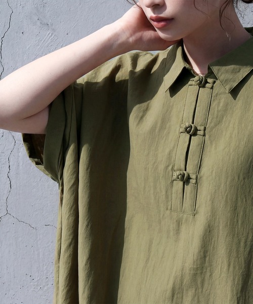 antiqua（アンティカ）の「チャイナボタン ロング ワンピース（ワンピース・レディース・ブラック/カーキ・P/R）」の15枚目の写真