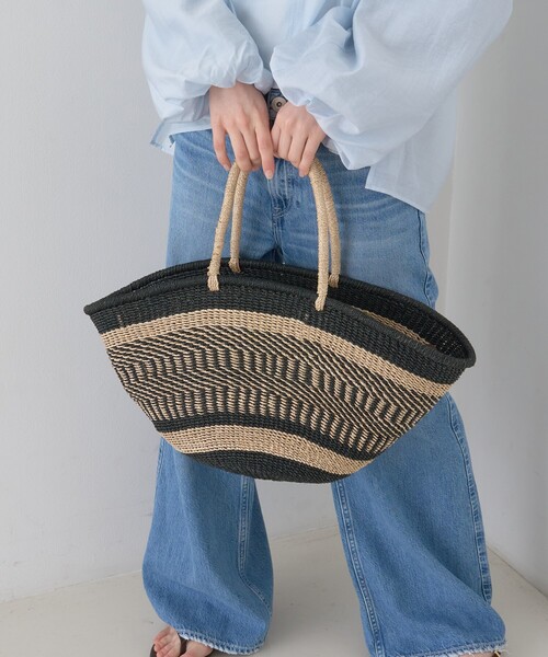 The Bagmati（ザバグマティ）の「【The Bagmati/ザ バグマティ】柄カゴバッグ（かごバッグ・レディース・ブラック・フリー）」の2枚目の写真