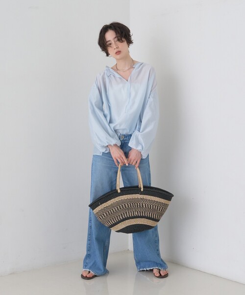 The Bagmati（ザバグマティ）の「【The Bagmati/ザ バグマティ】柄カゴバッグ（かごバッグ・レディース・ブラック・フリー）」の6枚目の写真