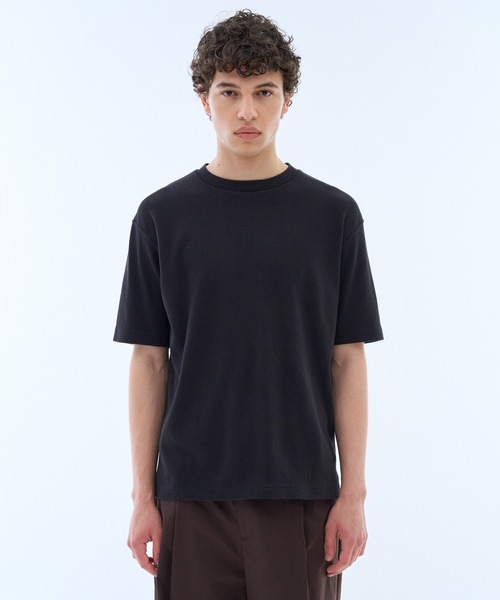 ESTNATION(エストネーション)の「ESTNATION / コットンフライス ショートスリーブカットソー(Tシャツ/カットソー・メンズ・ブラック/ホワイト・MEDIUM/LARGE/X-LARGE)」の1枚目の写真