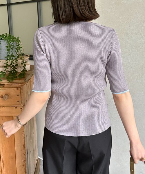 Thevon(ゼボン)の「アシメネックボタンデザイン半袖ニット(ニット/セーター・レディース・グレー/ブラック/アイボリー/イエロー・FREE)」の11枚目の写真