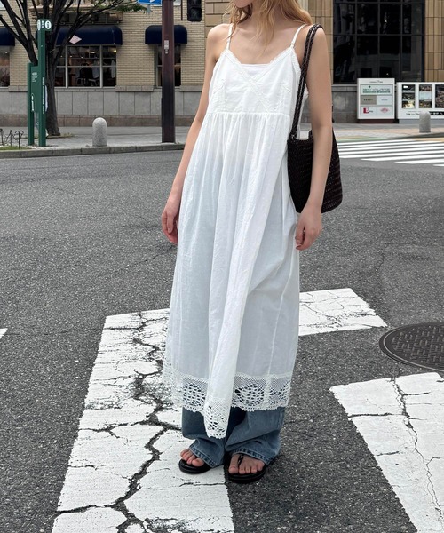 CANAL JEAN(キャナルジーン)の「HARING クロシェレースキャミワンピ(ワンピース・レディース・ホワイト・ONE SIZE)」の6枚目の写真