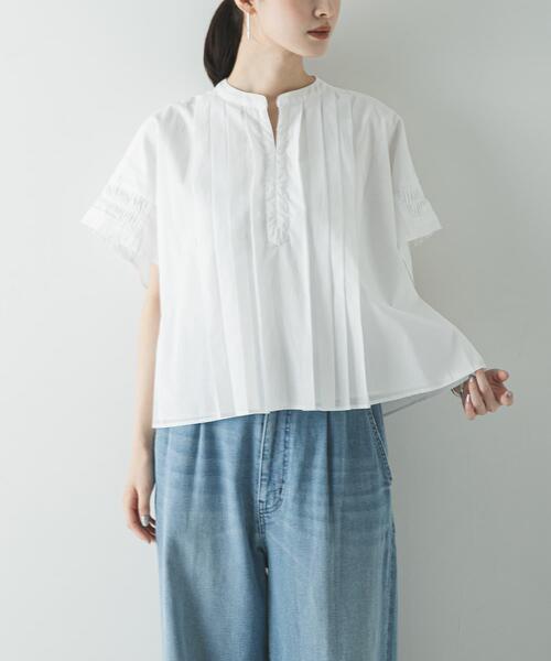 URBAN RESEARCH(アーバンリサーチ)の「ハーフスリーブタックショートシャツ(シャツ/ブラウス・レディース・ブラック/オフホワイト/ブルー系その他・FREE)」の12枚目の写真