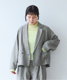Cotton Acryl Wool tailored short cocoon jacket
