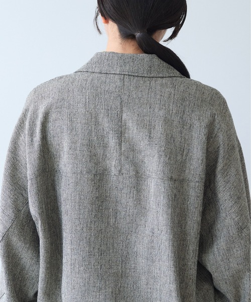yuni（ユニ　）の「Cotton Acryl Wool tailored short cocoon jacket（テーラードジャケット・レディース・グレー/ダークブラウン・FREE）」の16枚目の写真