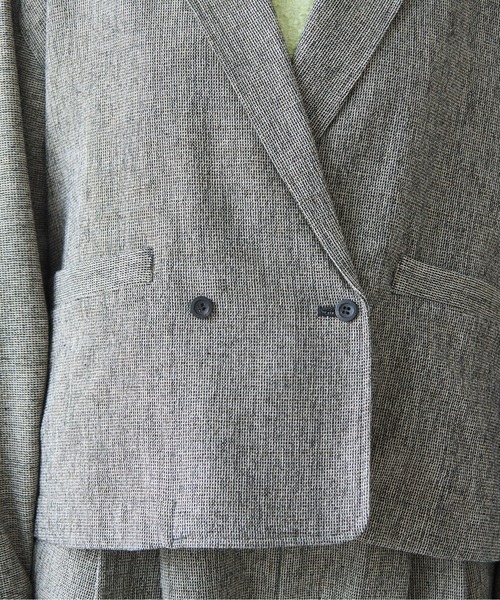 yuni（ユニ　）の「Cotton Acryl Wool tailored short cocoon jacket（テーラードジャケット・レディース・グレー/ダークブラウン・FREE）」の17枚目の写真