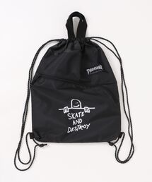 THRASHER（スラッシャー）の「軽量 プリントデザイン ナップサック A4対応（ロゴデザイン・ファイヤーロゴ・ゴンズ）（バックパック/リュック）」