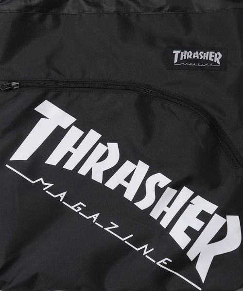 THRASHER(スラッシャー)の「軽量 プリントデザイン ナップサック A4対応(ロゴデザイン・ファイヤーロゴ・ゴンズ)(バックパック/リュック・メンズ・ブラック/ブラック系その他・FREE)」の4枚目の写真