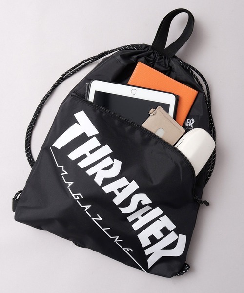 THRASHER(スラッシャー)の「軽量 プリントデザイン ナップサック A4対応(ロゴデザイン・ファイヤーロゴ・ゴンズ)(バックパック/リュック・メンズ・ブラック/ブラック系その他・FREE)」の21枚目の写真