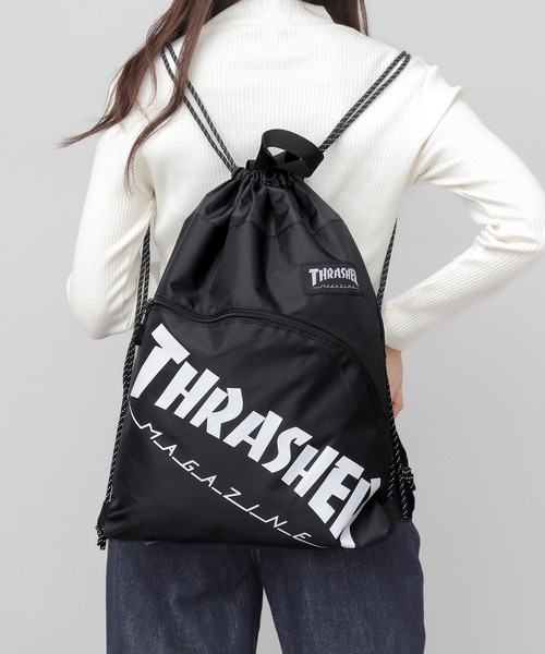 THRASHER(スラッシャー)の「軽量 プリントデザイン ナップサック A4対応(ロゴデザイン・ファイヤーロゴ・ゴンズ)(バックパック/リュック・メンズ・ブラック/ブラック系その他・FREE)」の13枚目の写真