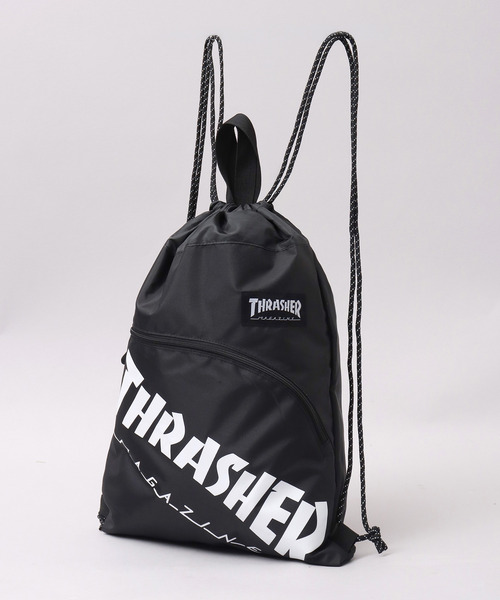 THRASHER(スラッシャー)の「軽量 プリントデザイン ナップサック A4対応(ロゴデザイン・ファイヤーロゴ・ゴンズ)(バックパック/リュック・メンズ・ブラック/ブラック系その他・FREE)」の11枚目の写真