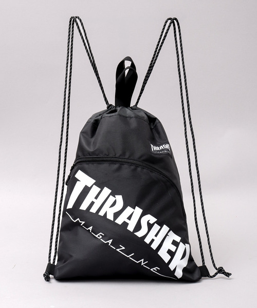 THRASHER(スラッシャー)の「軽量 プリントデザイン ナップサック A4対応(ロゴデザイン・ファイヤーロゴ・ゴンズ)(バックパック/リュック・メンズ・ブラック/ブラック系その他・FREE)」の17枚目の写真