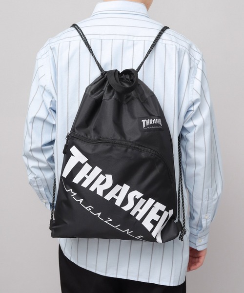 THRASHER(スラッシャー)の「軽量 プリントデザイン ナップサック A4対応(ロゴデザイン・ファイヤーロゴ・ゴンズ)(バックパック/リュック・メンズ・ブラック/ブラック系その他・FREE)」の9枚目の写真