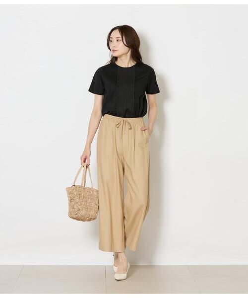NEWYORKER(ニューヨーカー)の「リネン混プレーンウィーブ ドロストイージーパンツ(その他パンツ・レディース・ベージュ/ネイビー/グリーン・LARGE/MEDIUM)」の14枚目の写真