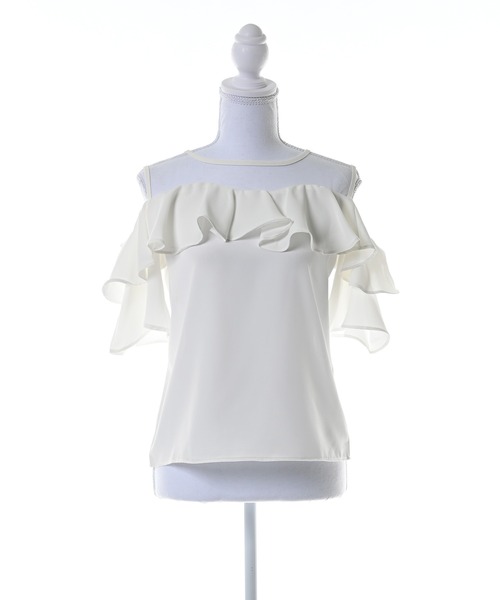 Narcissus(ナルシス)の「【Narcissus】シフォンフリルTシャツ カットソー シアー(Tシャツ/カットソー・レディース・ホワイト・FREE)」の1枚目の写真