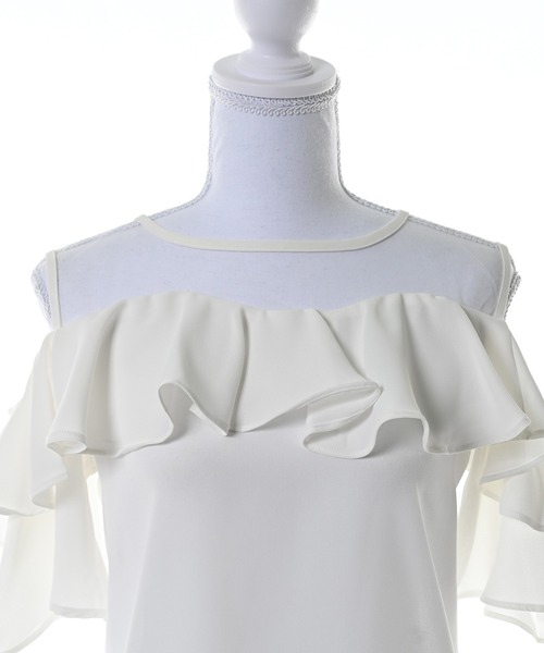 Narcissus(ナルシス)の「【Narcissus】シフォンフリルTシャツ カットソー シアー(Tシャツ/カットソー・レディース・ホワイト・FREE)」の4枚目の写真