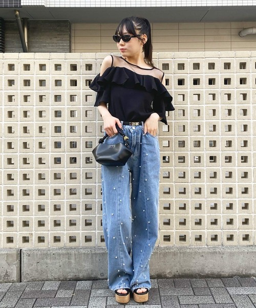 Narcissus(ナルシス)の「【Narcissus】シフォンフリルTシャツ カットソー シアー(Tシャツ/カットソー・レディース・ホワイト/ブラック・FREE)」の16枚目の写真