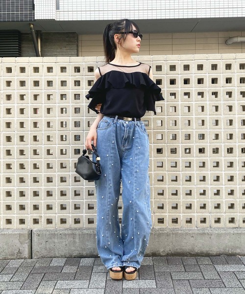 Narcissus(ナルシス)の「【Narcissus】シフォンフリルTシャツ カットソー シアー(Tシャツ/カットソー・レディース・ホワイト/ブラック・FREE)」の18枚目の写真