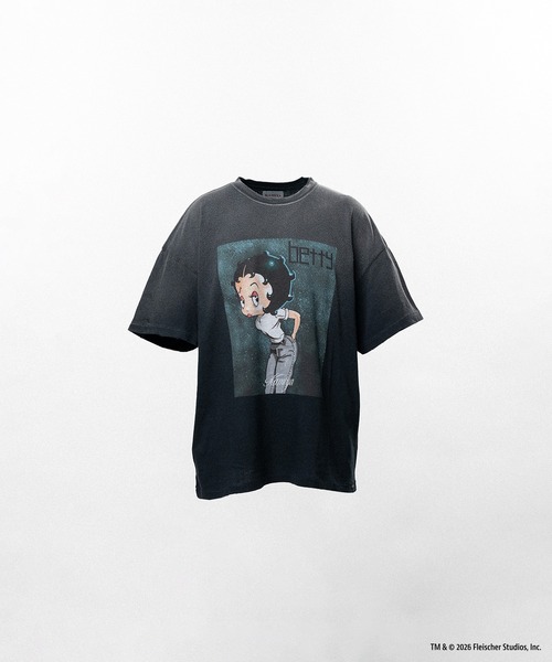 KAMIYA（カミヤ）の「Betty BoopTM × KAMIYA "I’m coming out" Distressed T-shirt（Tシャツ/カットソー・メンズ・ブラック/ホワイト・S/M）」の2枚目の写真