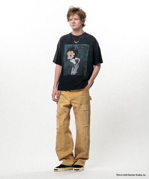 KAMIYA（カミヤ）の「Betty BoopTM × KAMIYA "I’m coming out" Distressed T-shirt（Tシャツ/カットソー・メンズ・ブラック/ホワイト・S/M）」の8枚目の写真