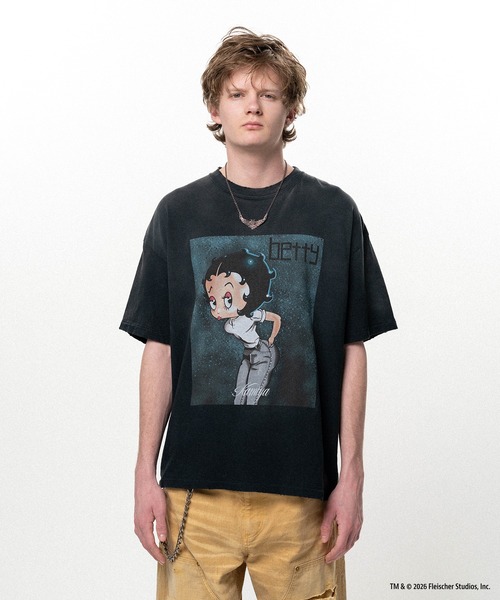 KAMIYA（カミヤ）の「Betty BoopTM × KAMIYA "I’m coming out" Distressed T-shirt（Tシャツ/カットソー・メンズ・ブラック/ホワイト・S/M）」の11枚目の写真