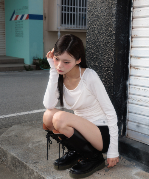 ROSEFRANTZ（ロゼフランツ）の「Drape Layered Halter Long Sleeve [Ivory]（Tシャツ/カットソー・レディース・アイボリー・OS）」の2枚目の写真