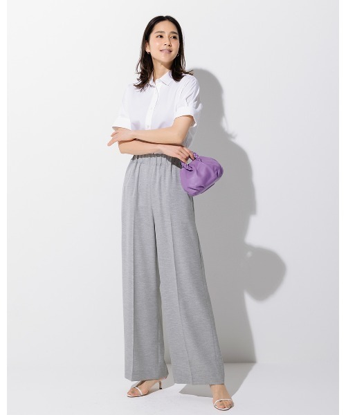 DoCLASSE( ドゥクラッセ)の「麻調スラブストレッチ・バギーワイド/71cm(その他パンツ・レディース・グレー/ブラック・7/9/11)」の1枚目の写真