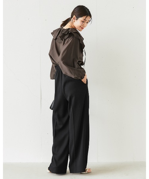 DoCLASSE( ドゥクラッセ)の「麻調スラブストレッチ・バギーワイド/71cm(その他パンツ・レディース・グレー/ブラック・7/9/11)」の7枚目の写真