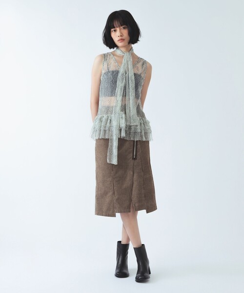 Ray BEAMS(レイビームス)の「コーデュロイ アシンメトリー ジップ スカート(スカート・レディース・ブラウン/オリーブ・1/0)」の12枚目の写真