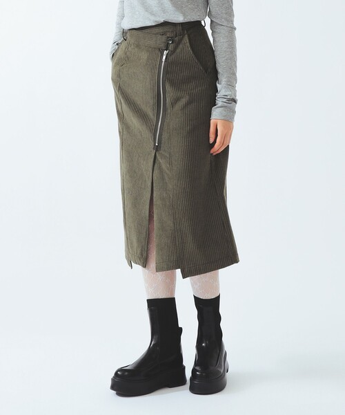 Ray BEAMS(レイビームス)の「コーデュロイ アシンメトリー ジップ スカート(スカート・レディース・ブラウン/オリーブ・1/0)」の5枚目の写真