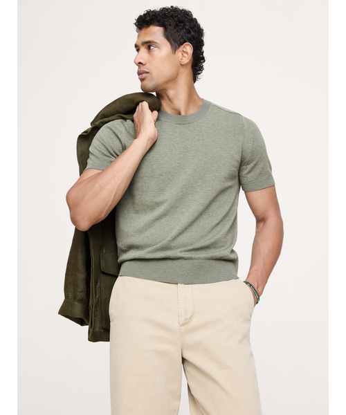 Banana Republic(バナナリパブリック)の「コットン ニット Tシャツ(ニット/セーター・メンズ・アイボリー/グリーン/ブラック・S/M/L/XL)」の3枚目の写真