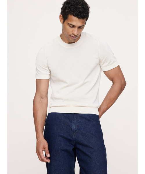 Banana Republic(バナナリパブリック)の「コットン ニット Tシャツ(ニット/セーター・メンズ・アイボリー/グリーン/ブラック・S/M/L/XL)」の5枚目の写真