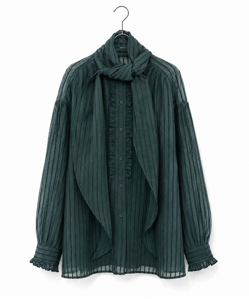 Marilyn Moon(マリリンムーン)の「sheer velour 2way tie shirt(シャツ/ブラウス・レディース・ブラック/グレー/グリーン・FREE)」の3枚目の写真