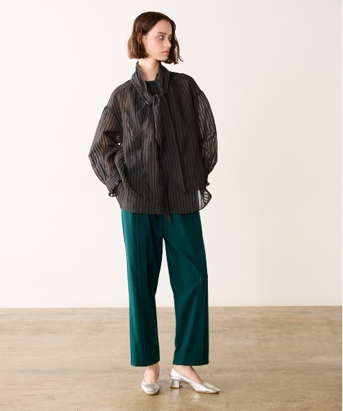Marilyn Moon(マリリンムーン)の「sheer velour 2way tie shirt(シャツ/ブラウス・レディース・ブラック/グレー/グリーン・FREE)」の7枚目の写真