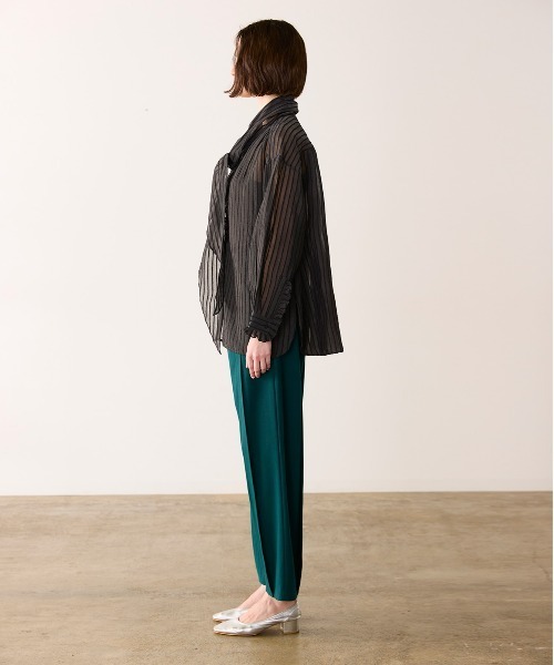 Marilyn Moon(マリリンムーン)の「sheer velour 2way tie shirt(シャツ/ブラウス・レディース・ブラック/グレー/グリーン・FREE)」の11枚目の写真